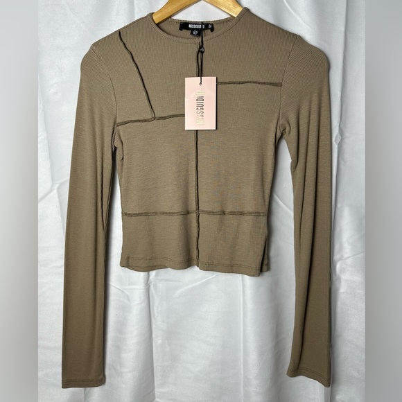 Missguided NWT Patchwork Exposed Seam Long Sleeve - Picture 3 of 4